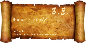 Benczik Ernő névjegykártya