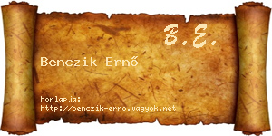 Benczik Ernő névjegykártya